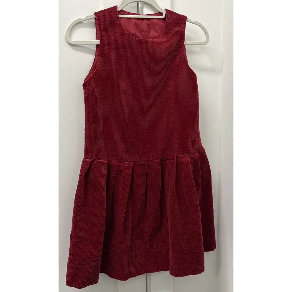Laura Ashley Red Corduroy Jumper Dress Girls 9-10 Yrs Cotton USA Made Vintage